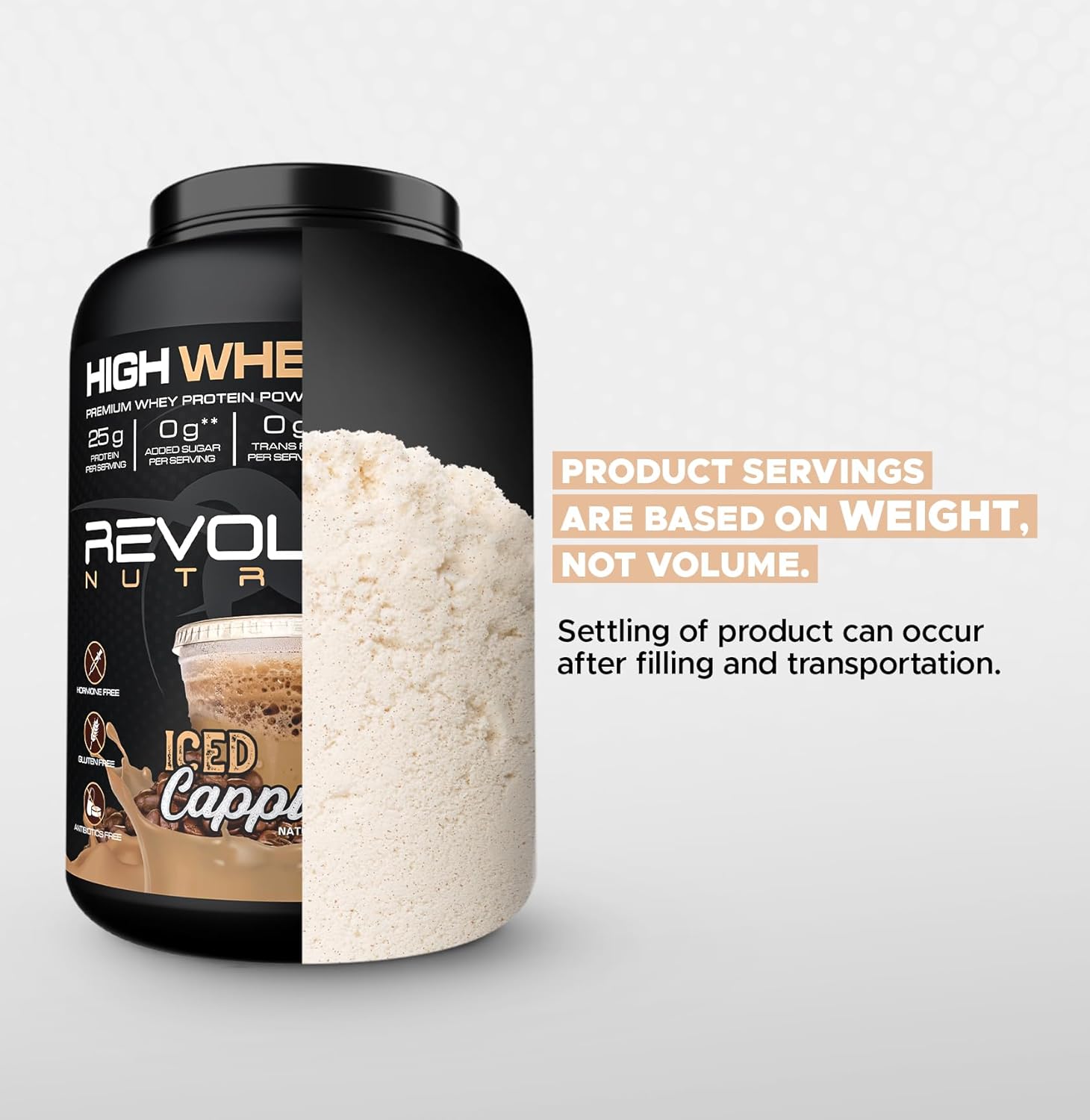 Revolution Nutrition High Whey Isolate Protein Powder - Gluten Free, Lean Muscle Mass Builder for Men & Women - 25g of Protein Per Scoop - 908g (Iced Cappuccino, 24 Servings)