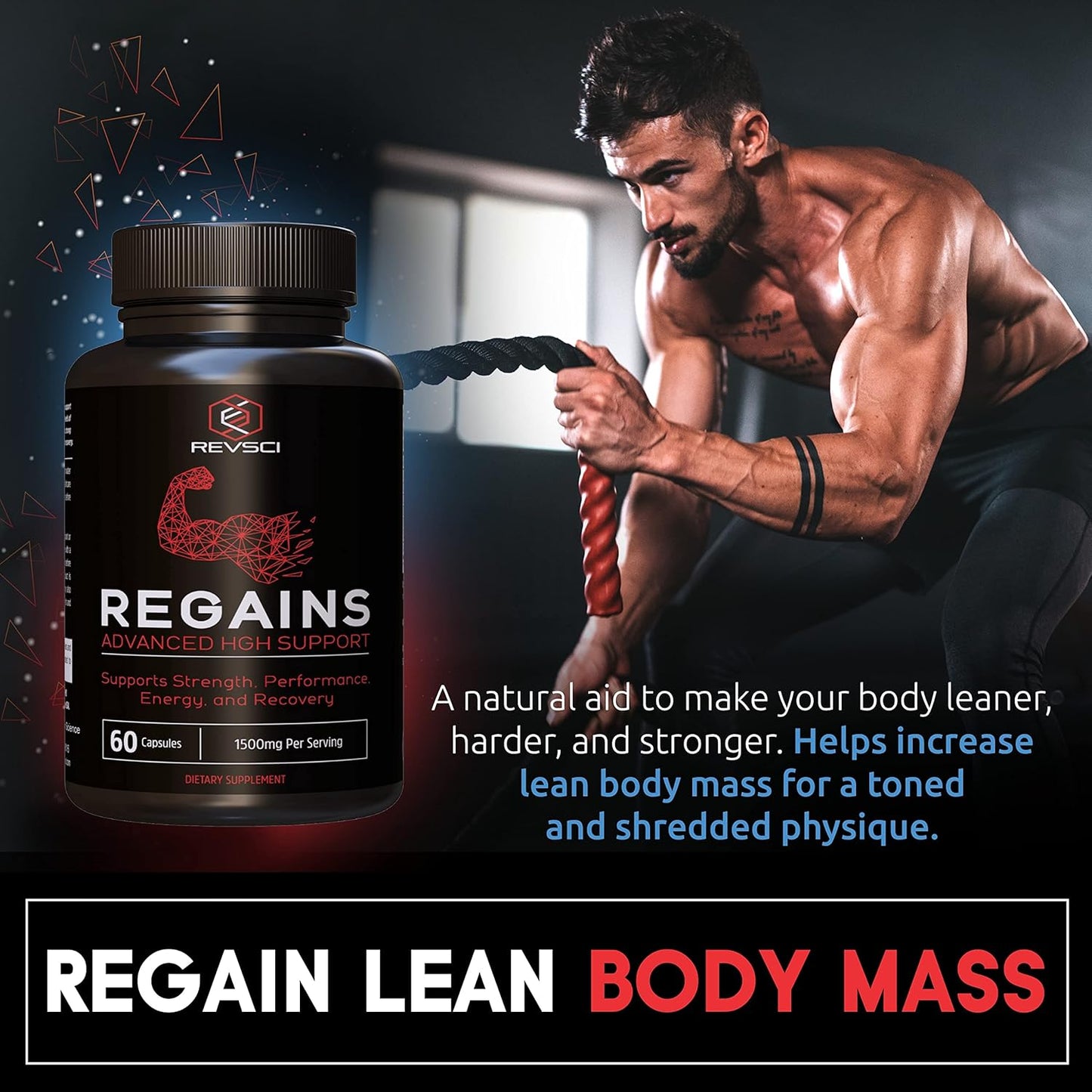 REVSCI Regains Starter Pack: HGH Supplements for Men & Women, Anabolic Muscle Builder, Post-Workout Recovery, 30 Protein Pills
