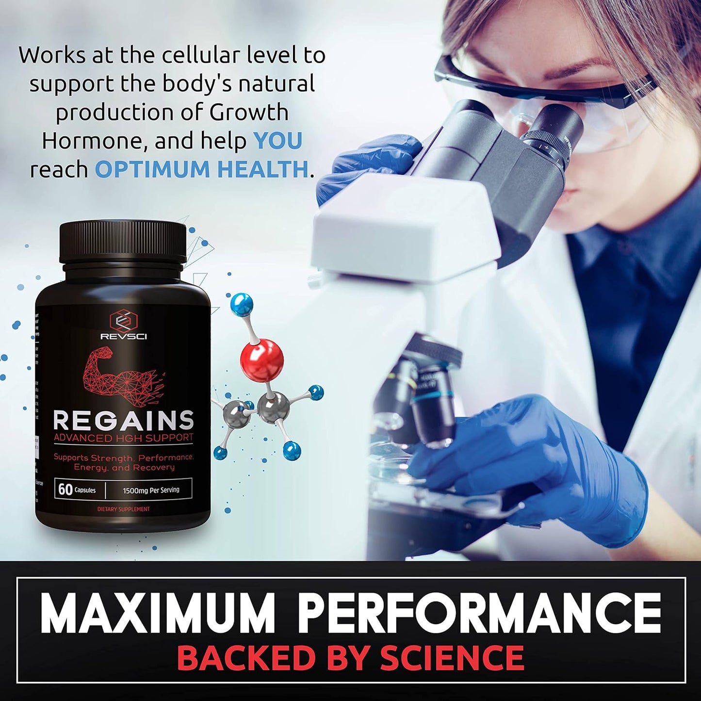 REVSCI Regains Starter Pack: HGH Supplements for Men & Women, Anabolic Muscle Builder, Post-Workout Recovery, 30 Protein Pills