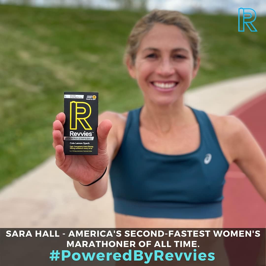 Revvies Energy Strips - 30 Strips for Instant Boost, 40mg Caffeine, Vegan, Sugar-Free - Ideal for Pro Athletes - Pack of 6 x 5PK