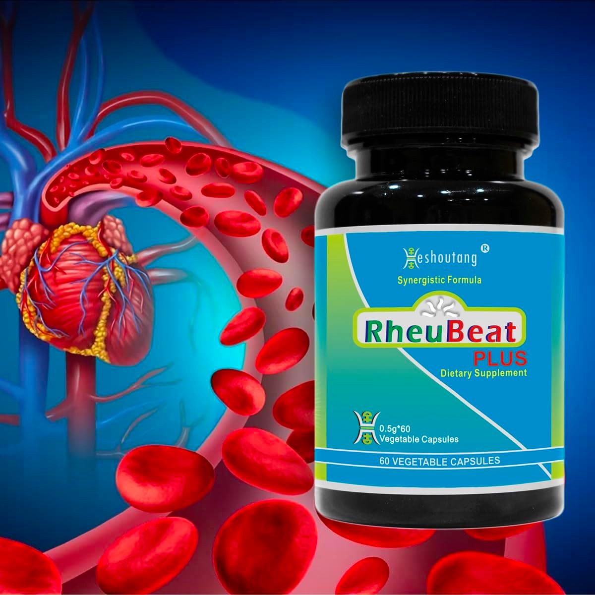 RheuBeatPlus: Herbal Blood Flow Optimizer for Circulation & Pain - Cardiovascular Health - 60 Veg Capsules