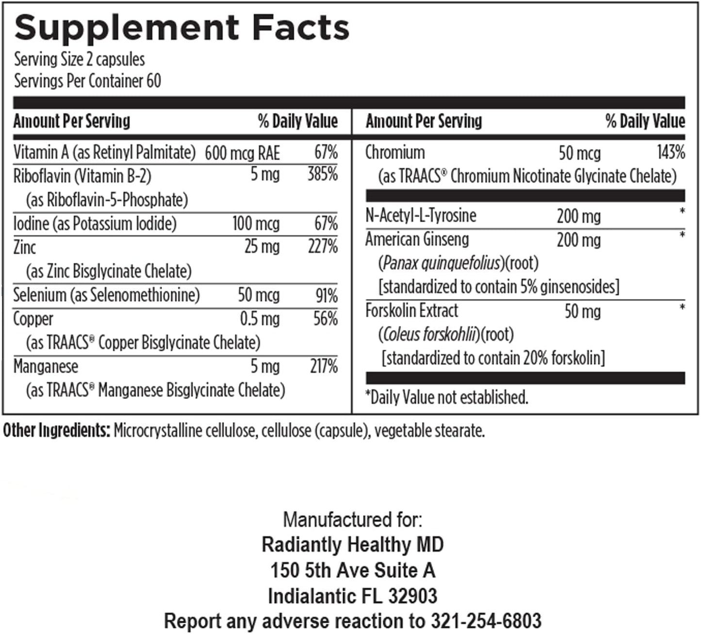 RHMD Thyroid Support 2 Supplement - 120 Vegetarian Capsules for Radiant Health