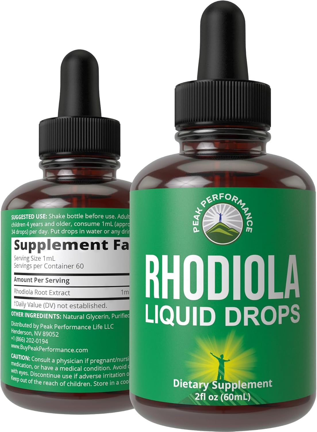 Rhodiola Rosea Liquid Drops Supplement for Enhanced Energy and Performance. Vegan, Sugar-Free, Alcohol-Free, Gluten-Free Tincture for Men and Women.