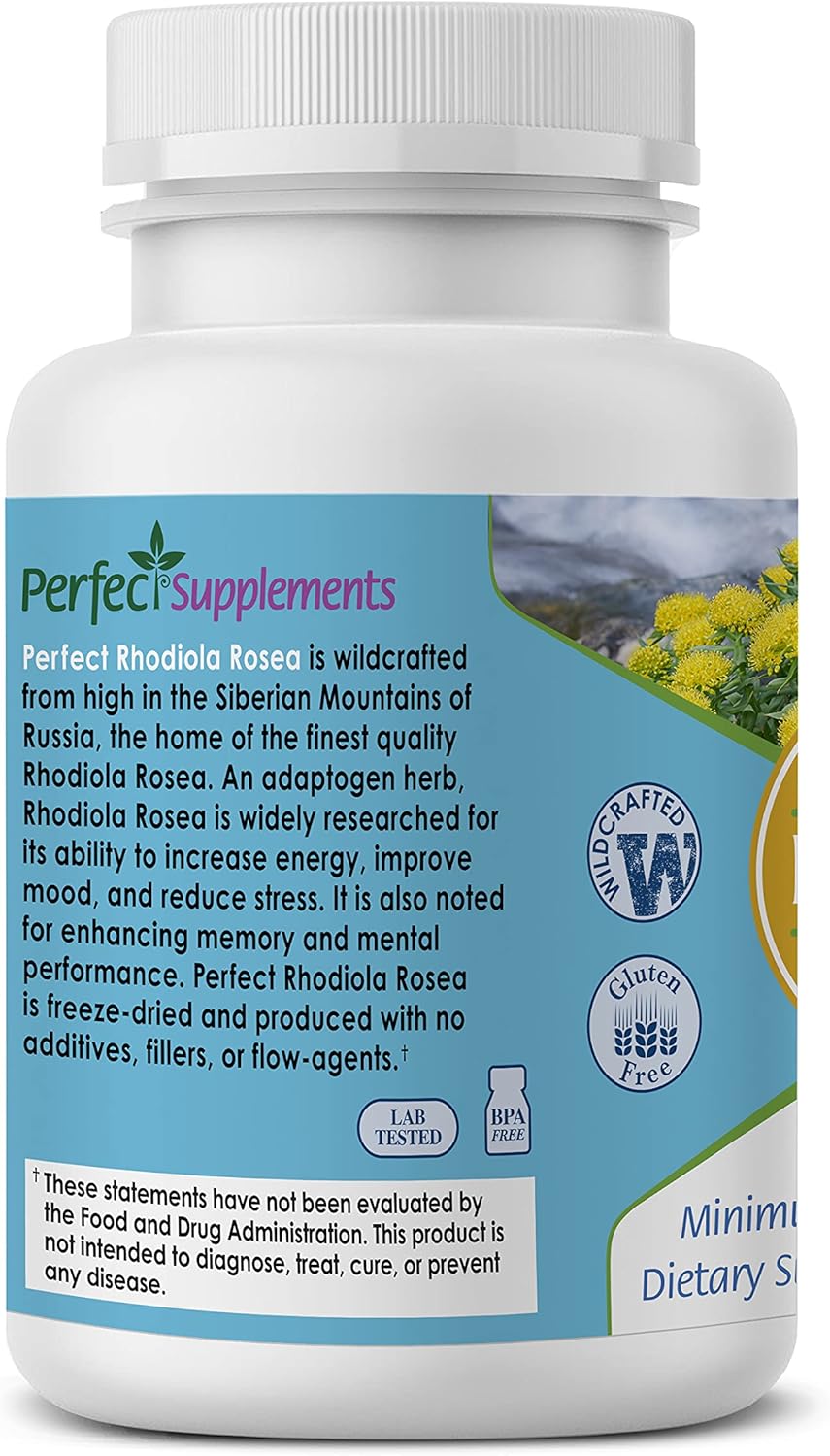Rhodiola Rosea Supplement for Energy, Focus, and Stress Relief - 3% Rosavins to 1% Salidroside Ratio - Natural Adaptogen - 60 Capsules