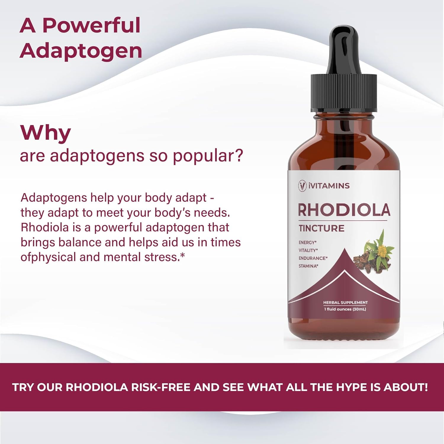 Rhodiola Rosea Tincture for Energy, Stamina & Cognitive Support - 1 fl oz | Rhodiola Extract Supplement
