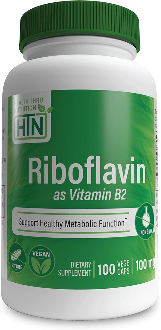 Riboflavin 100mg Vitamin B2 100 Vegecaps for Healthy Energy & Metabolism - Non-GMO & Hypoallergenic
