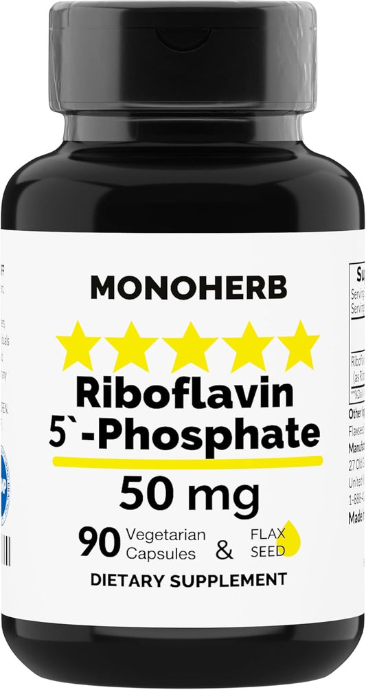 Riboflavin 5'-Phosphate 50 mg - 90 Vegetarian Capsules - Bioactive Vitamin B2 Supplement