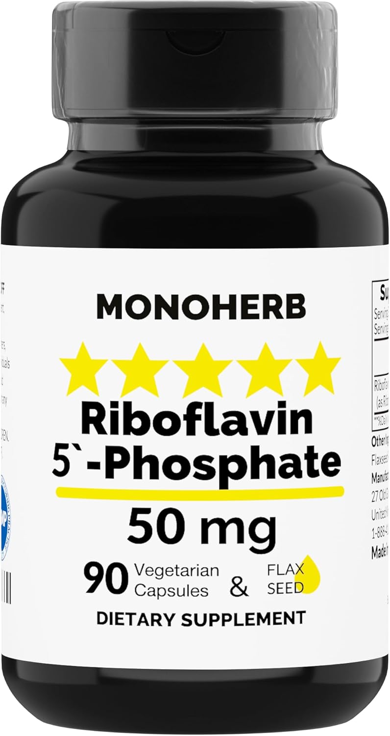 Riboflavin 5'-Phosphate 50 mg - 90 Vegetarian Capsules - Bioactive Vitamin B2 Supplement