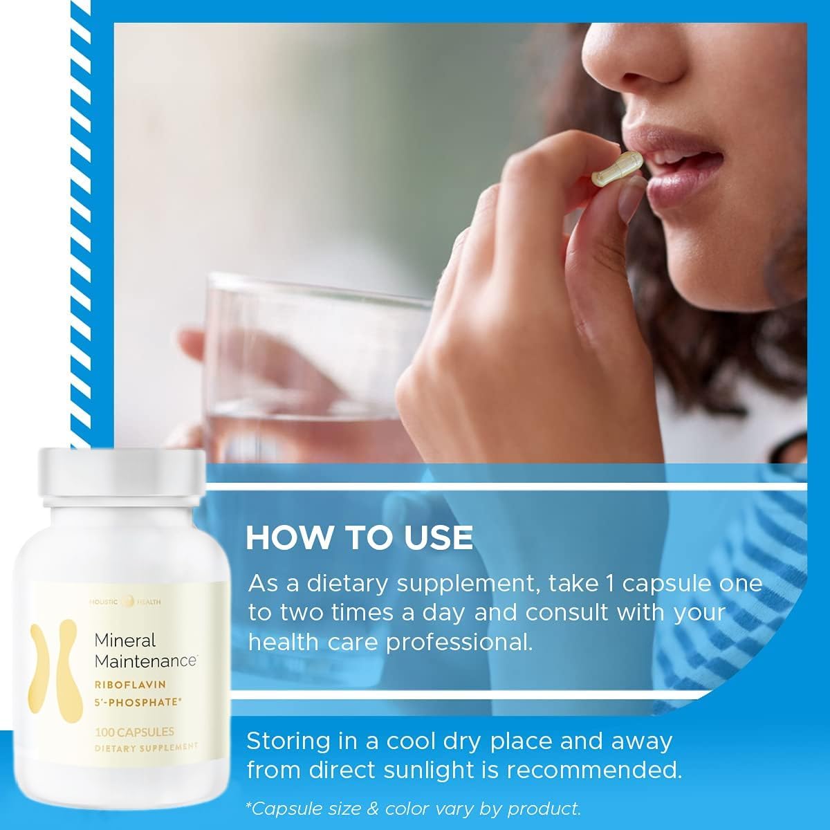 Riboflavin 5'-Phosphate Supplement for Holistic Health - Vitamin B2 Capsules for Energy, Cognition, and Neurological Function - 100 Capsules