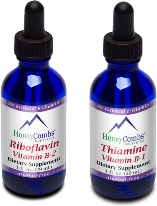 Riboflavin and Thiamine Liquid Drops Bundle - 1 Fl Oz Each