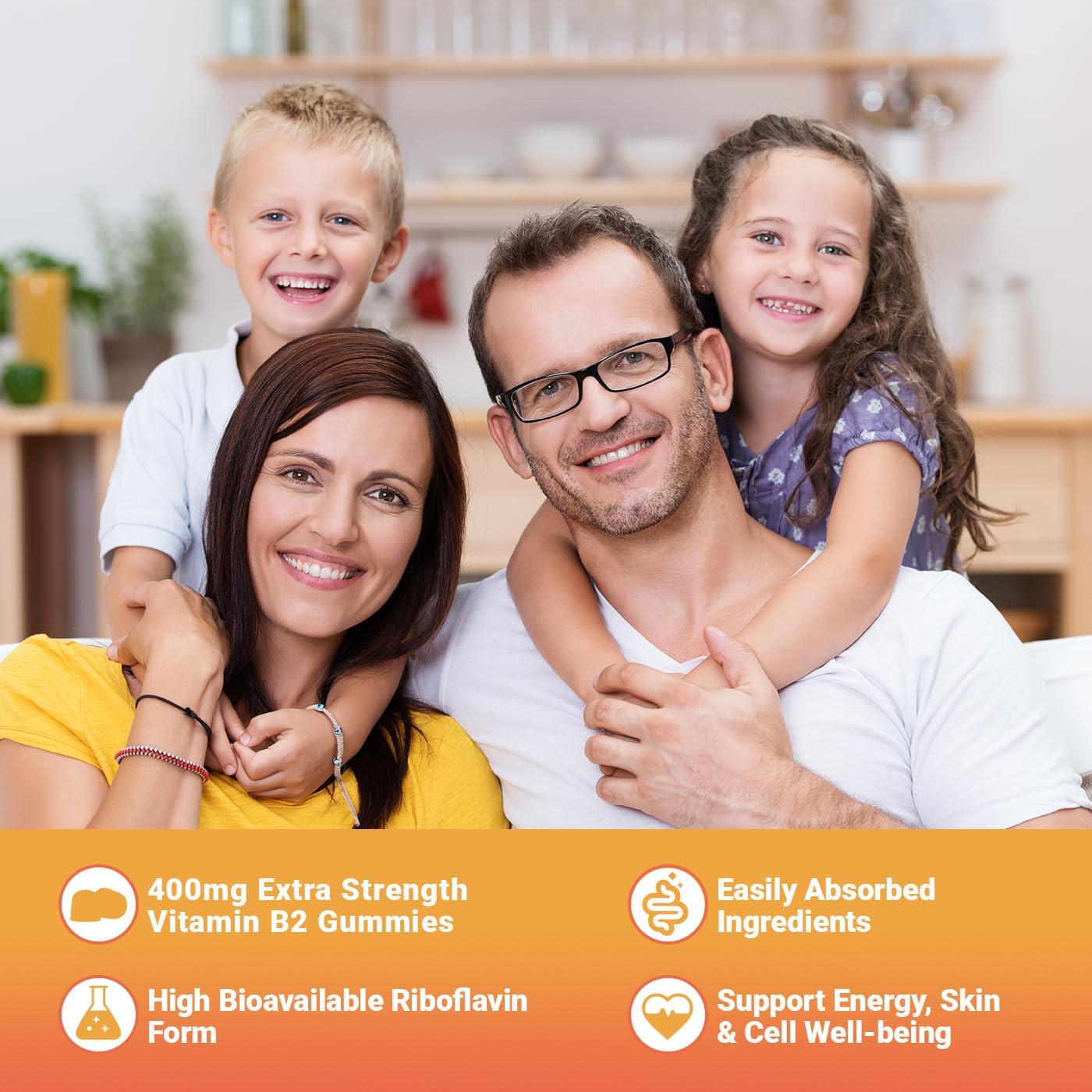 Riboflavin Gummies with Magnesium & CoQ10 - Vitamin B2 400mg Supplement for Kids and Adults