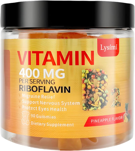 Riboflavin Gummies with Magnesium & Coq10 for Migraine Relief - 90 Chewable Gummies