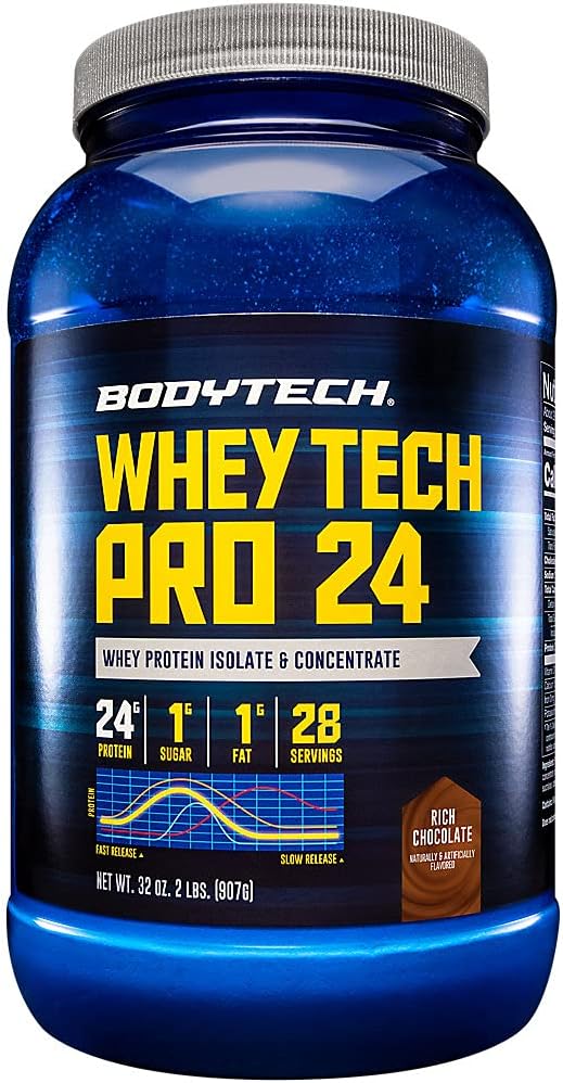 Rich Chocolate BodyTech Whey Tech Pro24 Powder - 2 lbs/ 28 Servings