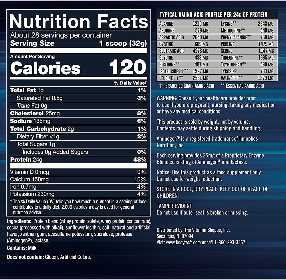 Rich Chocolate BodyTech Whey Tech Pro24 Powder - 2 lbs/ 28 Servings