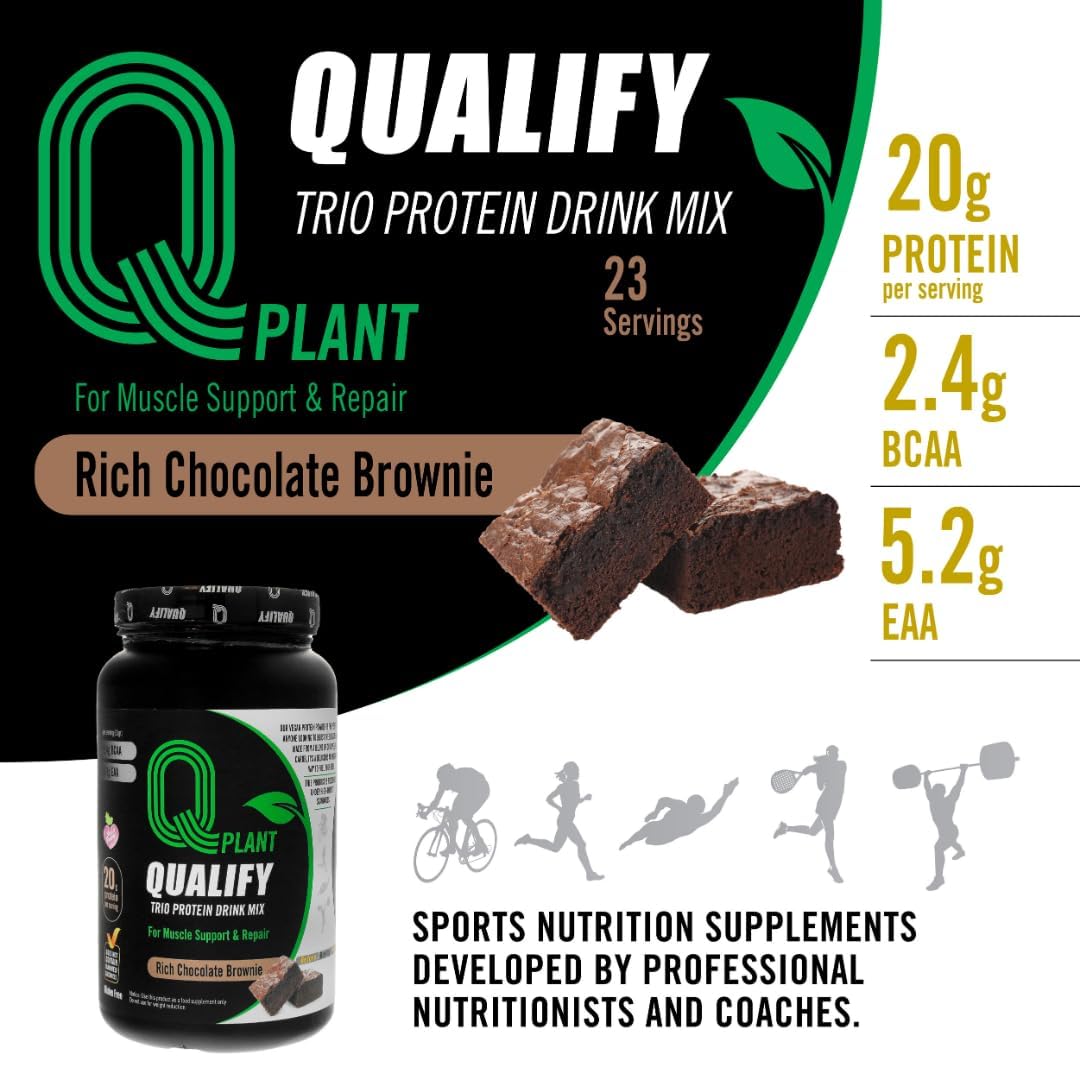 Rich Chocolate Brownie Flavored Plant Protein Powder Mix - Gluten Free, Vegan, Highly Kosher - 20g Protein, 2.4g BCAA - 1.65lb