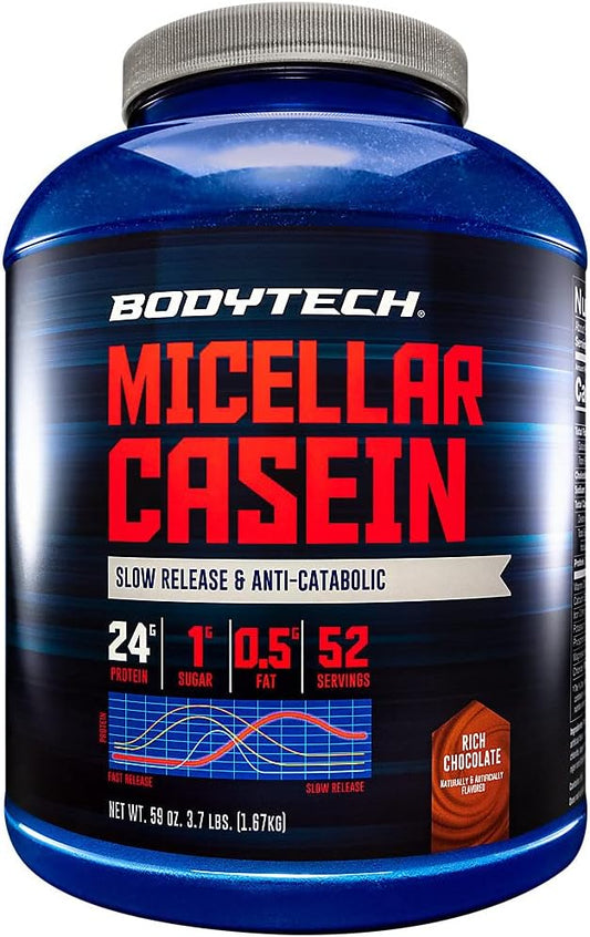 Rich Chocolate Micellar Casein Protein Powder for Overnight Muscle Recovery - 24g Protein per Serving - 4lb