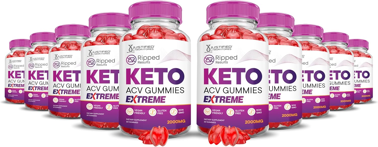 Ripped Results Keto ACV Gummies - 10 Pack of Extreme 2000MG Apple Cider Vinegar with Pomegranate Beet Juice and B12 - Vegan and Non GMO - 600 Gummies