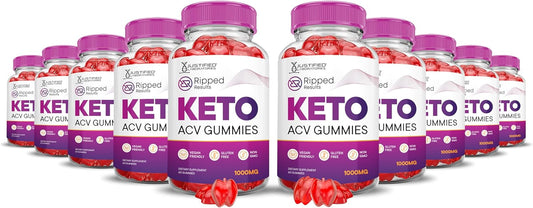 Ripped Results Keto ACV Gummies 10 Pack - Advanced Formula with Pomegranate Beet Juice 1000MG B12 Vegan