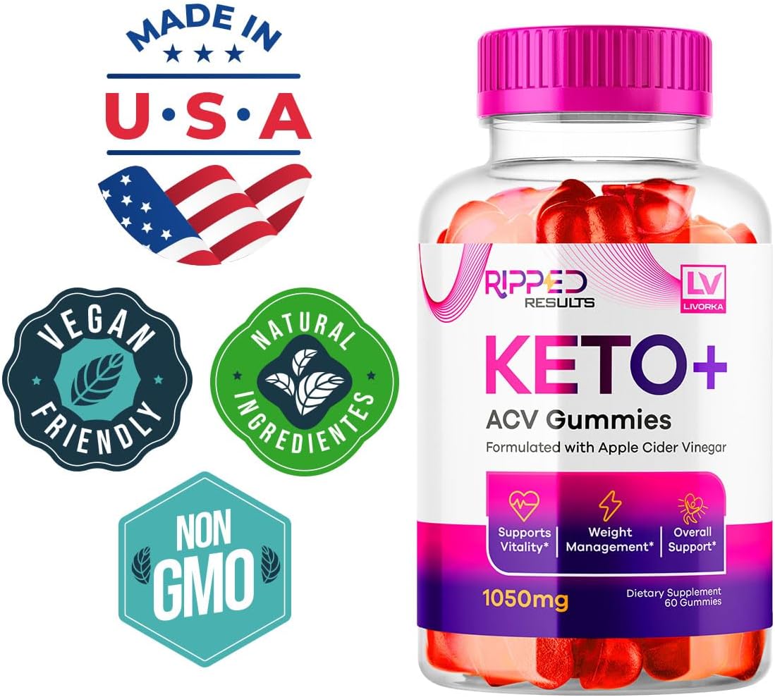 Ripped Results Keto Gummies 2 Pack - 120 Gummies, 1050 MG, ACV Infused - 2 Months Supply