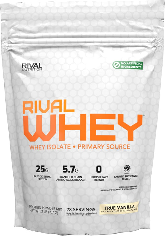 RIVAL NUTRITION True Vanilla Rival Whey Protein Powder - 2lb, Naturally Flavored