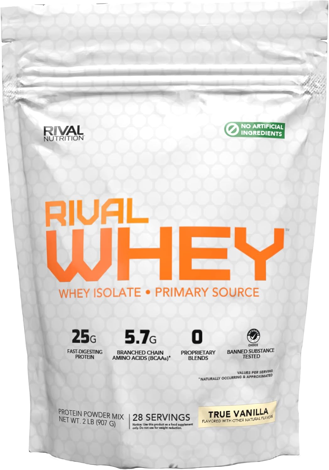 RIVAL NUTRITION True Vanilla Rival Whey Protein Powder - 2lb, Naturally Flavored