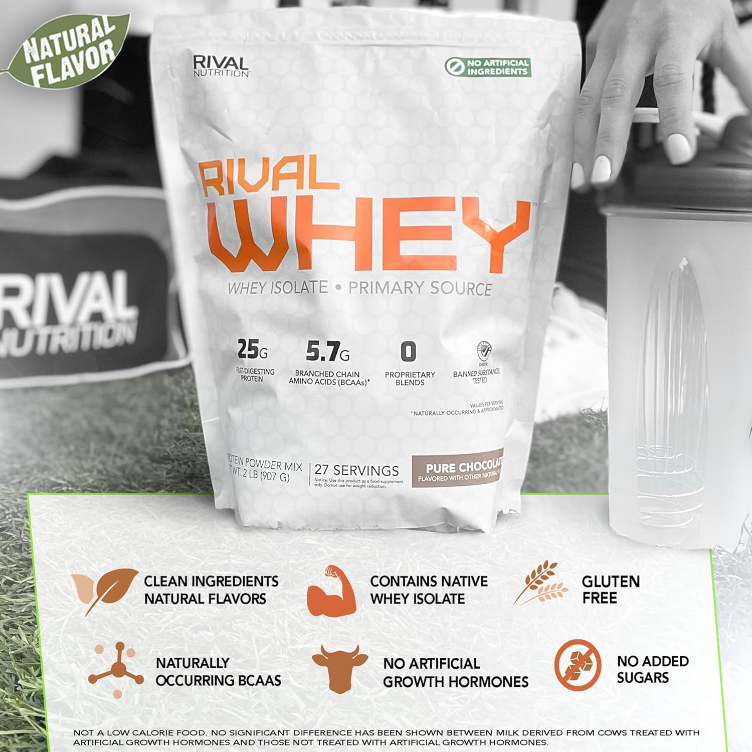 RIVAL NUTRITION True Vanilla Rival Whey Protein Powder - 2lb, Naturally Flavored