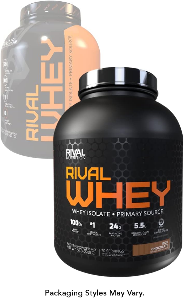 Rivalus Whey Protein Bundle - Vanilla and Rich Chocolate 5lbs Each for Optimal Nutrition