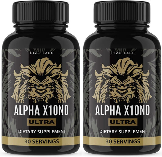 Rize Labs Alpha X10ND Ultra Supplement for Men - Natural Performance Boost & Male Health Support (240 Capsules)