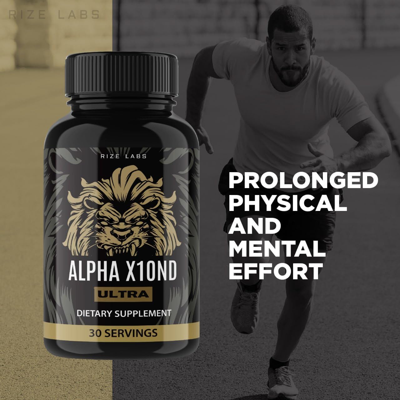 Rize Labs Alpha X10ND Ultra Supplement for Men - Natural Performance Boost & Male Health Support (240 Capsules)