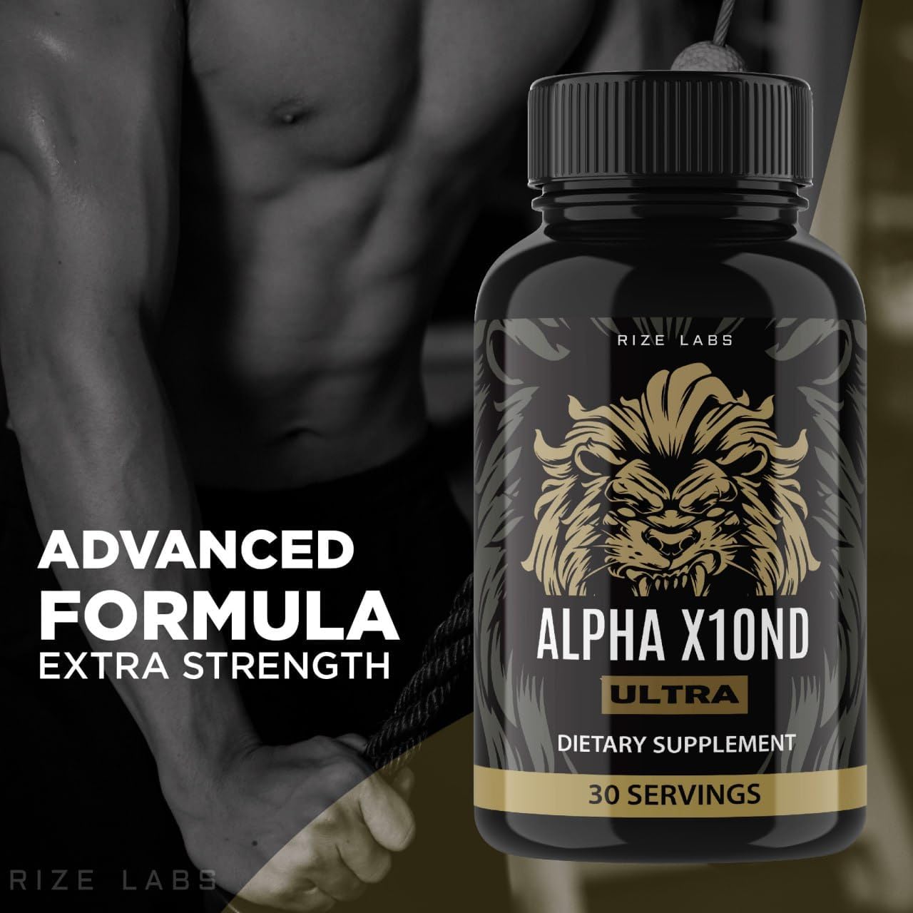 Rize Labs Alpha X10ND Ultra Supplement for Men - Natural Performance Boost & Male Health Support (240 Capsules)