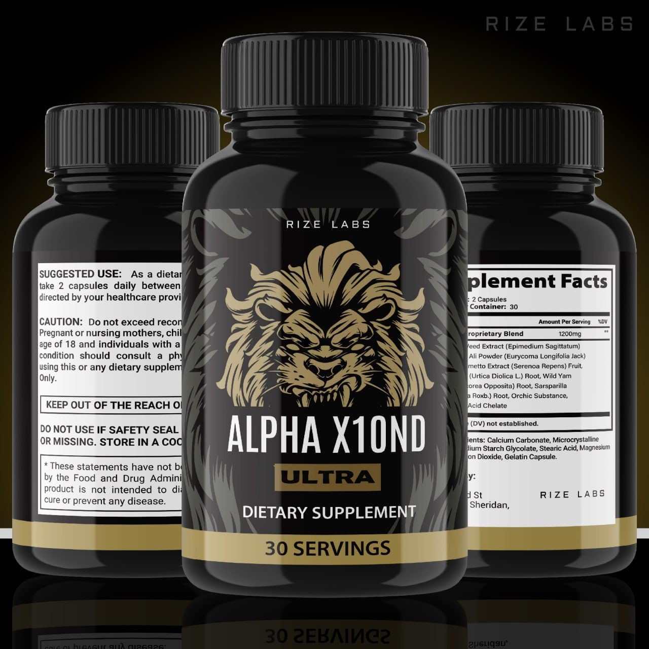 Rize Labs Alpha X10ND Ultra Supplement for Men - Natural Performance Boost & Male Health Support (240 Capsules)