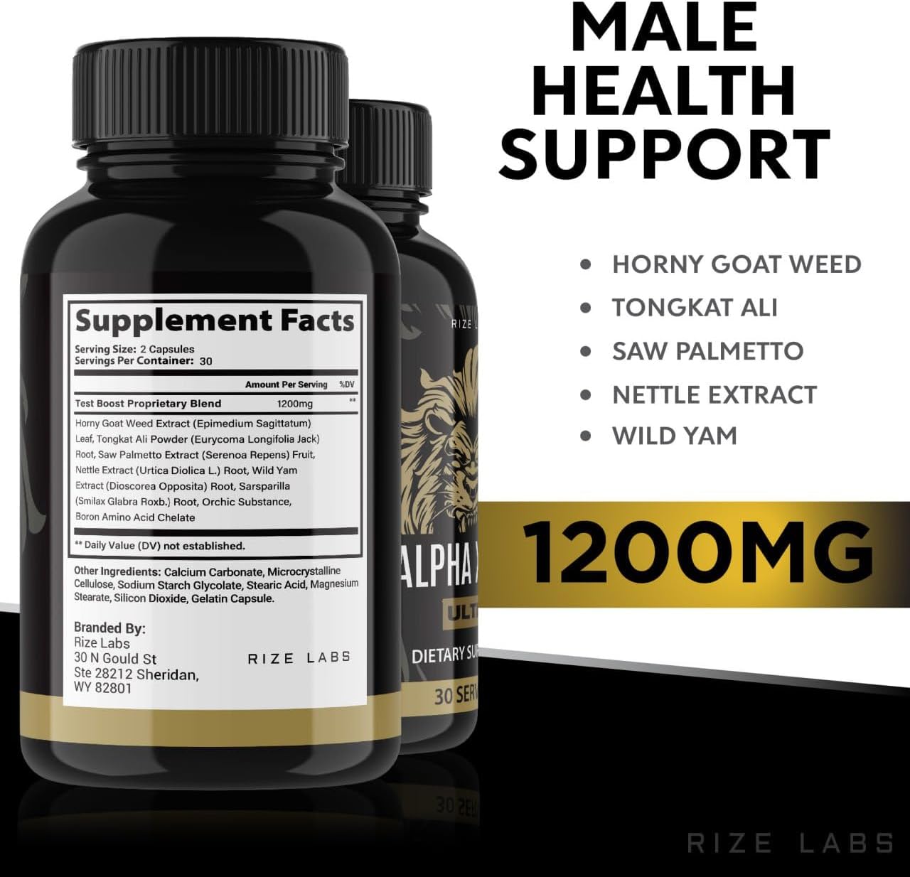 Rize Labs Alpha X10ND Ultra Supplement for Men - Natural Performance Boost & Male Health Support (240 Capsules)