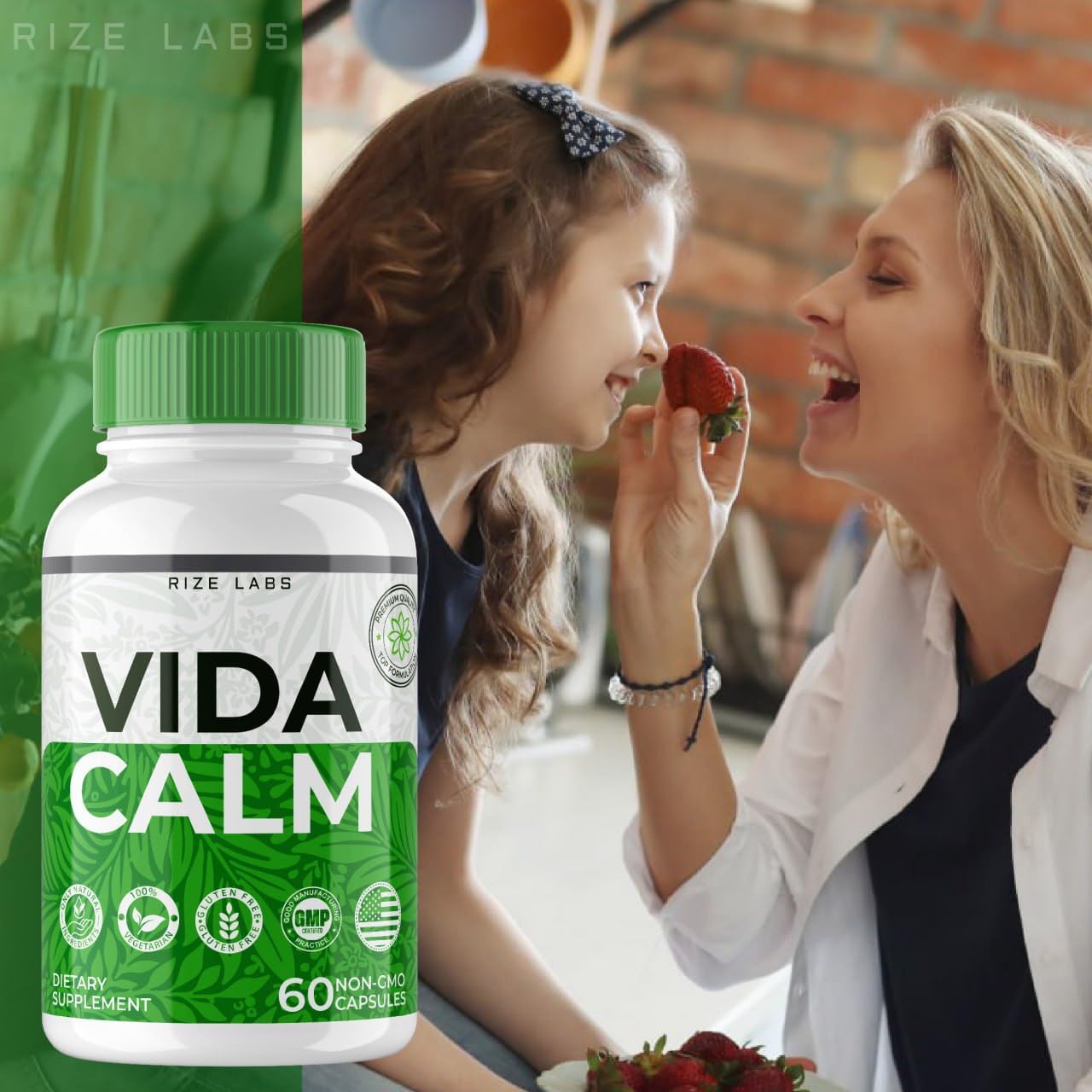 Rize Labs Vida Calm Capsules - Advanced Formula for Stress Relief & Relaxation - Maximum Strength Supplement (120 Caps)