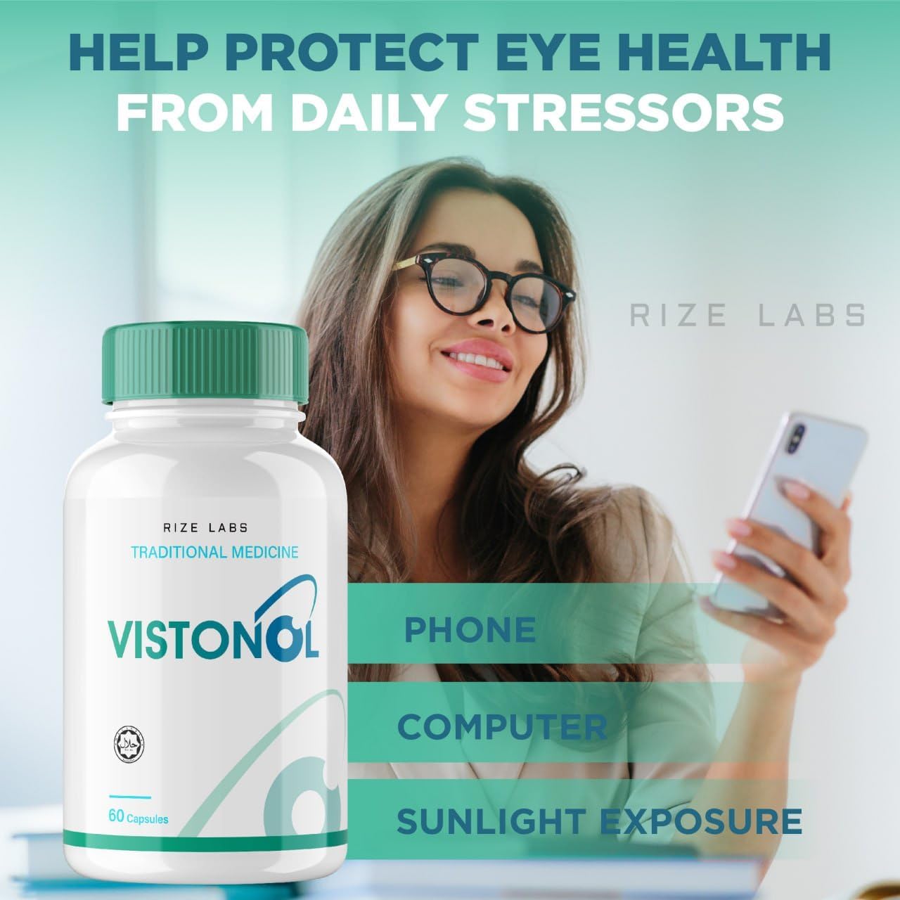 rize labs Vistonol Vision Supplement 3 Pack - All-Natural Capsules for Rapid Vision Improvement & Focus - Supports Healthy Eye Functions (180 Capsules)