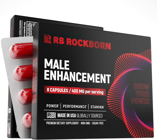 Rockborn Herbal Supplement for Men's Health with Horny Goat Weed & Tribulus Terrestris - 8 Capsules - Made in USA