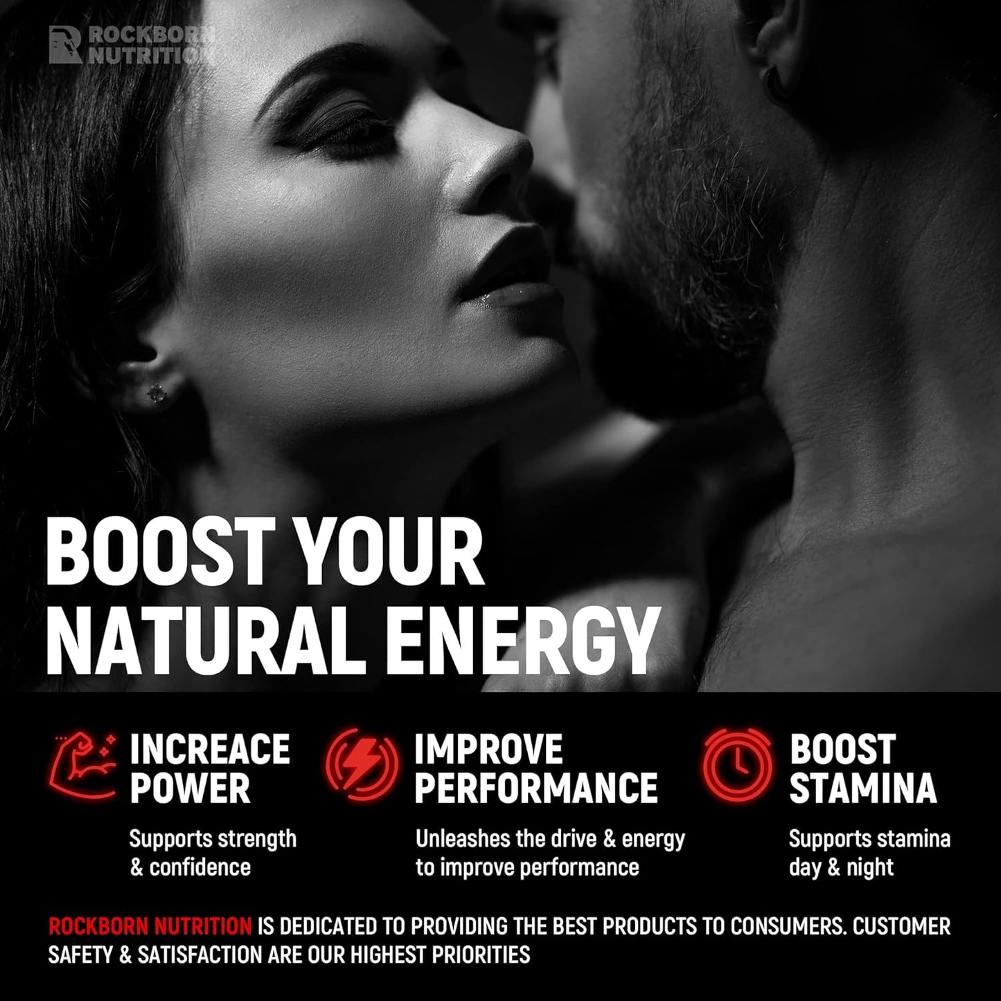 Rockborn Herbal Supplement for Men's Health with Horny Goat Weed & Tribulus Terrestris - 8 Capsules - Made in USA