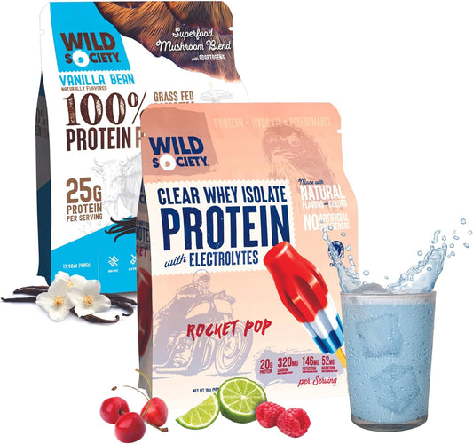 Rocket Pop Clear Whey + Vanilla Bean Whey Concentrate Combo - WILD SOCIETY Clear Isolate + Whey Concentrate