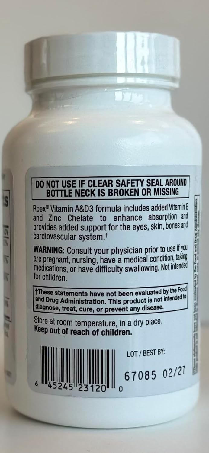 Roex Vitamin A, D, and E Nutritional Supplement - 120 Count Bottle