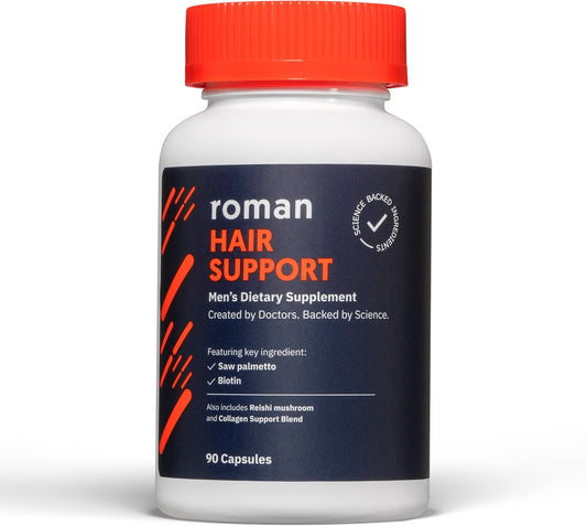 ROMAN Men's Hair Support Supplement with Saw Palmetto, Zinc, Biotin | Promotes Healthy Hair Growth | 30-Day Supply