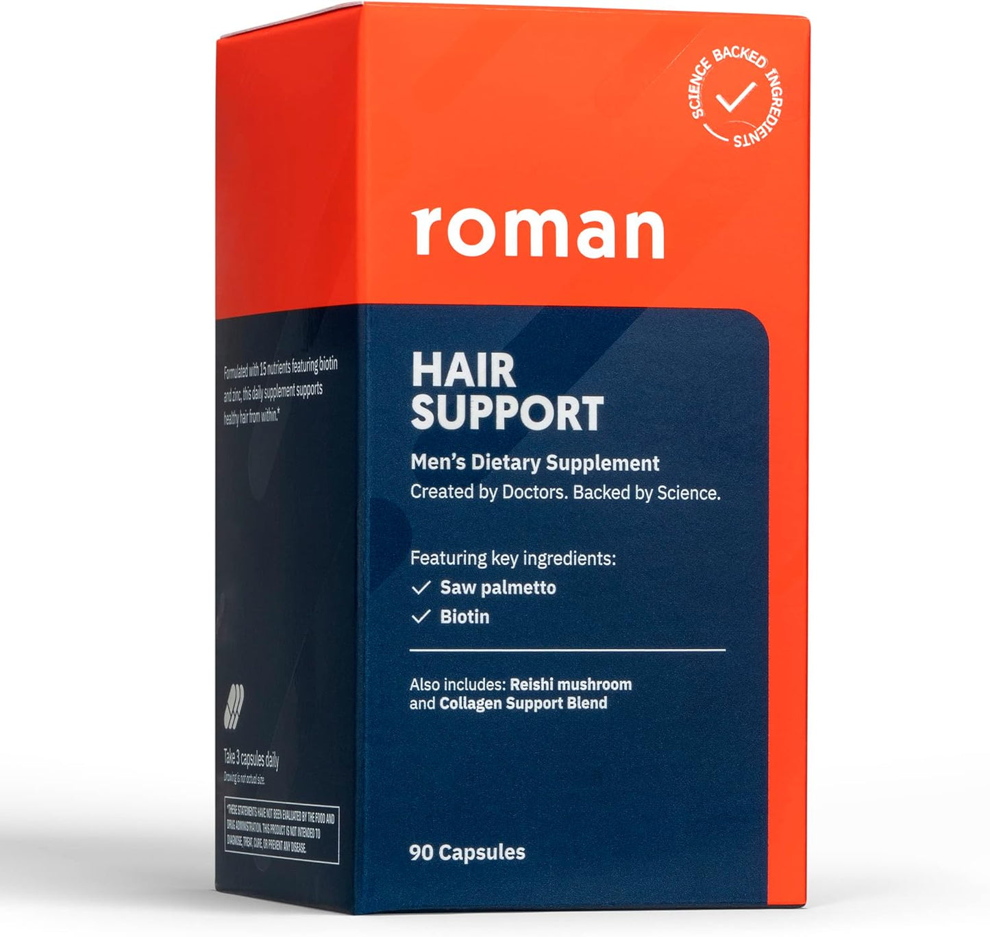 ROMAN Men's Hair Support Supplement with Saw Palmetto, Zinc, Biotin | Promotes Healthy Hair Growth | 30-Day Supply
