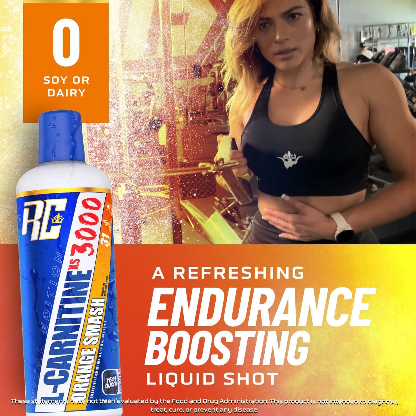 Ronnie Coleman L-Carnitine XS 3000 Liquid - Amino Acid Metabolism Support for Lean Muscle Strength - Orange Smash 16 Oz