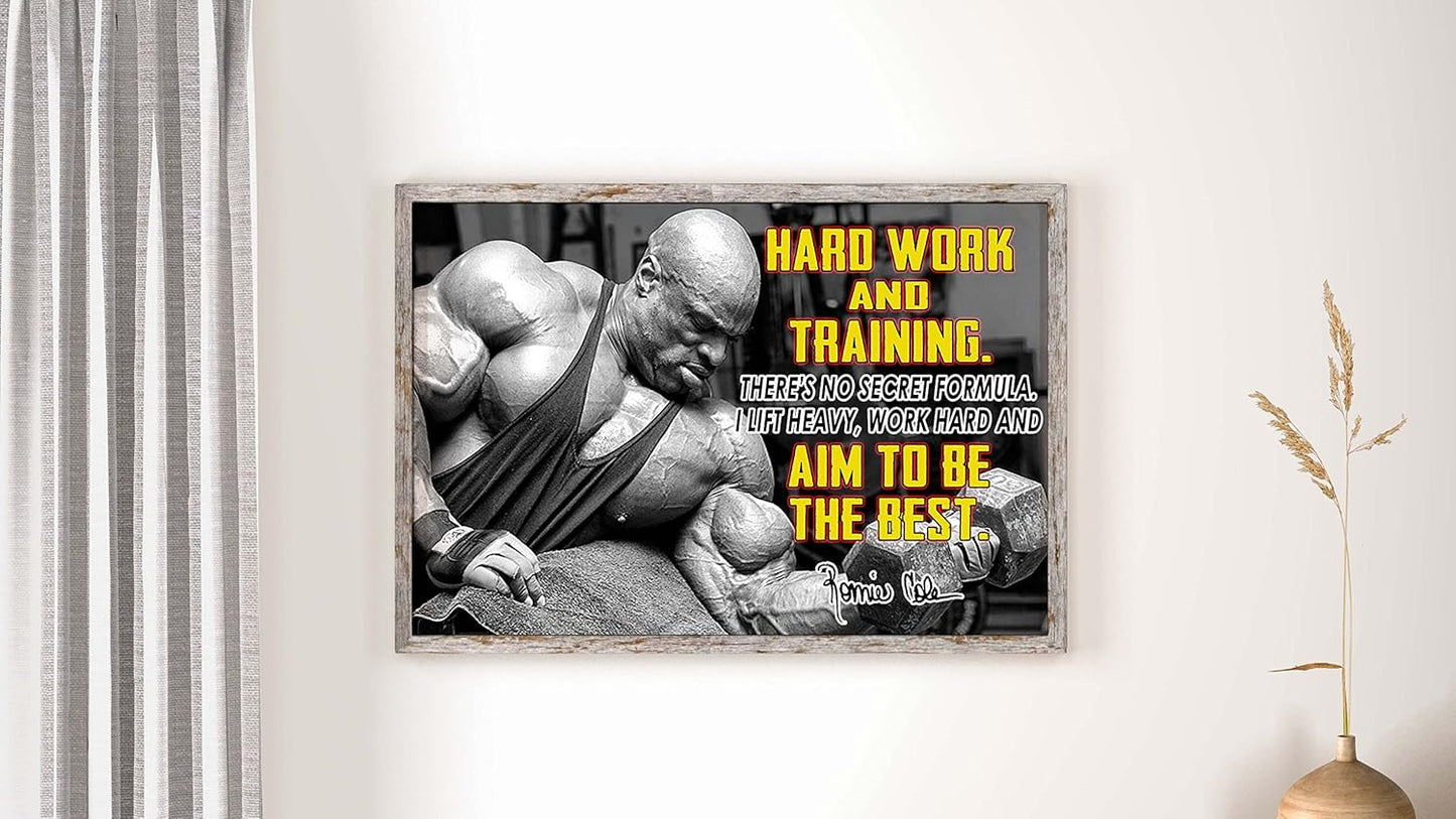 Ronnie Coleman Motivational Quote Poster for Gym Decor - Inspirational Bodybuilding Fitness Art for Workout Enthusiasts