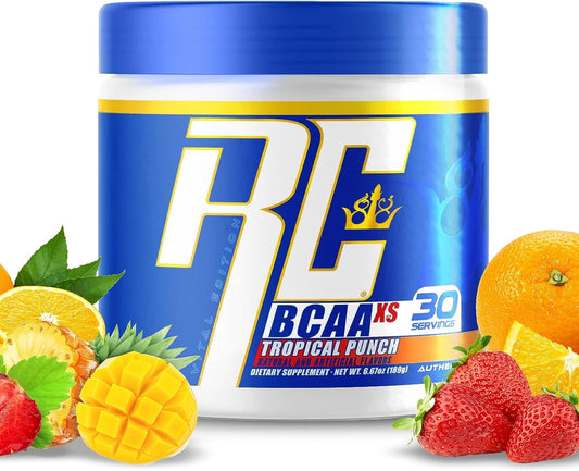 Ronnie Coleman Signature Series BCAA XS Powder Tropical Punch Flavor - Post Workout Recovery Drink with EAAs, BCAAs for Men and Women, Sugar Free - 30 Servings
