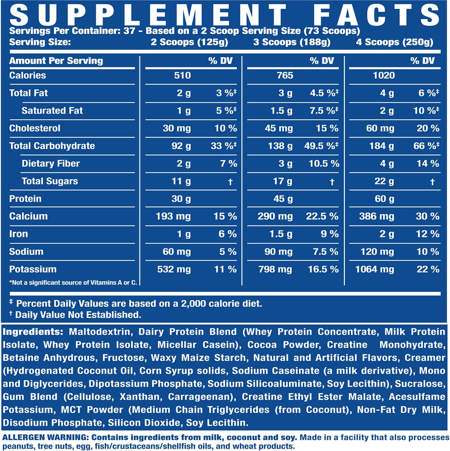 Ronnie Coleman Signature Series King Mass XL Mass Gainer Protein Powder, 10lb, Dark Chocolate, High Protein, High Calorie, Creatine & Glutamine