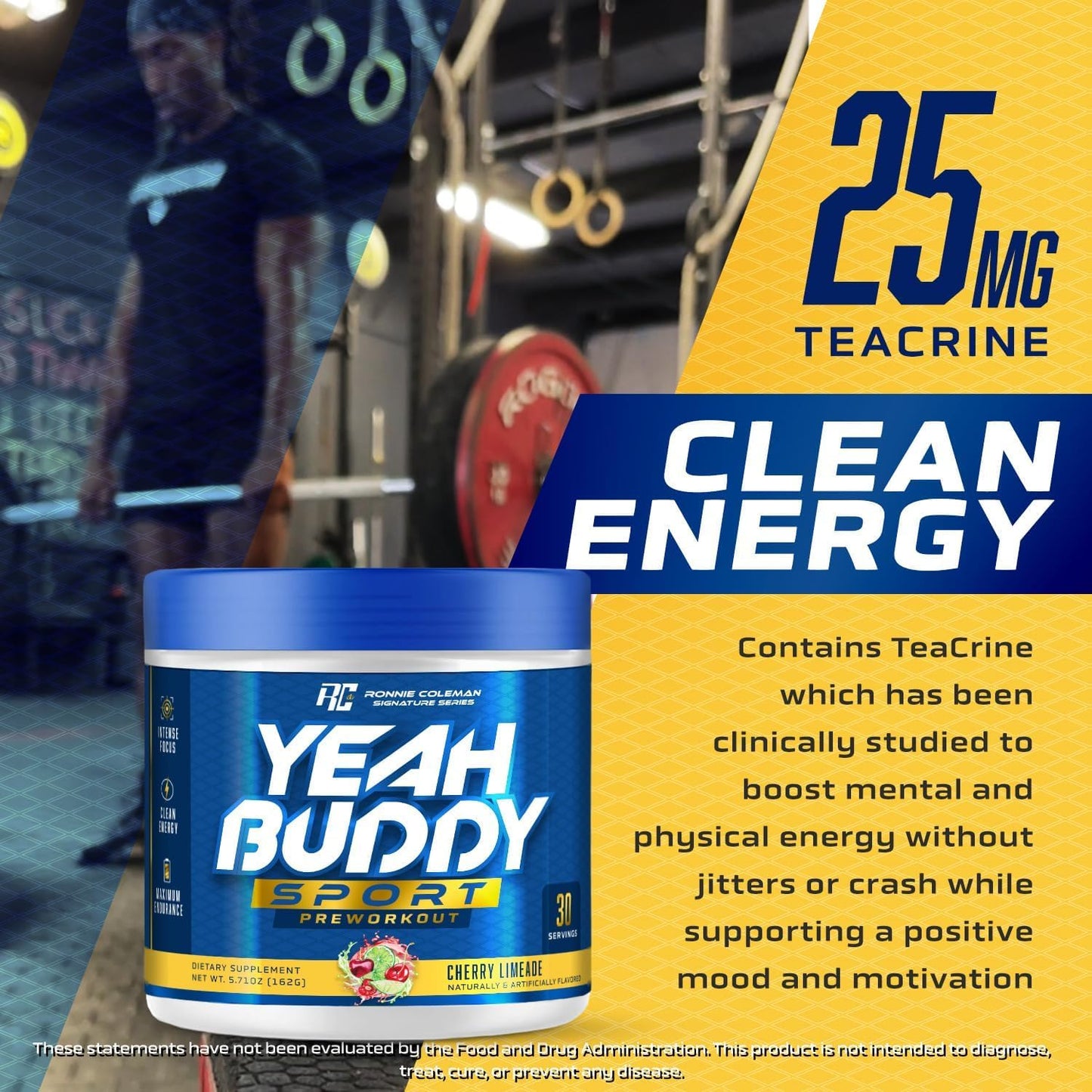 Ronnie Coleman Signature Series Pre Workout Powder for Women & Men, Energy Support with Amino Acid Beta Alanine, L Citrulline, Caffeine - Lemon Splash