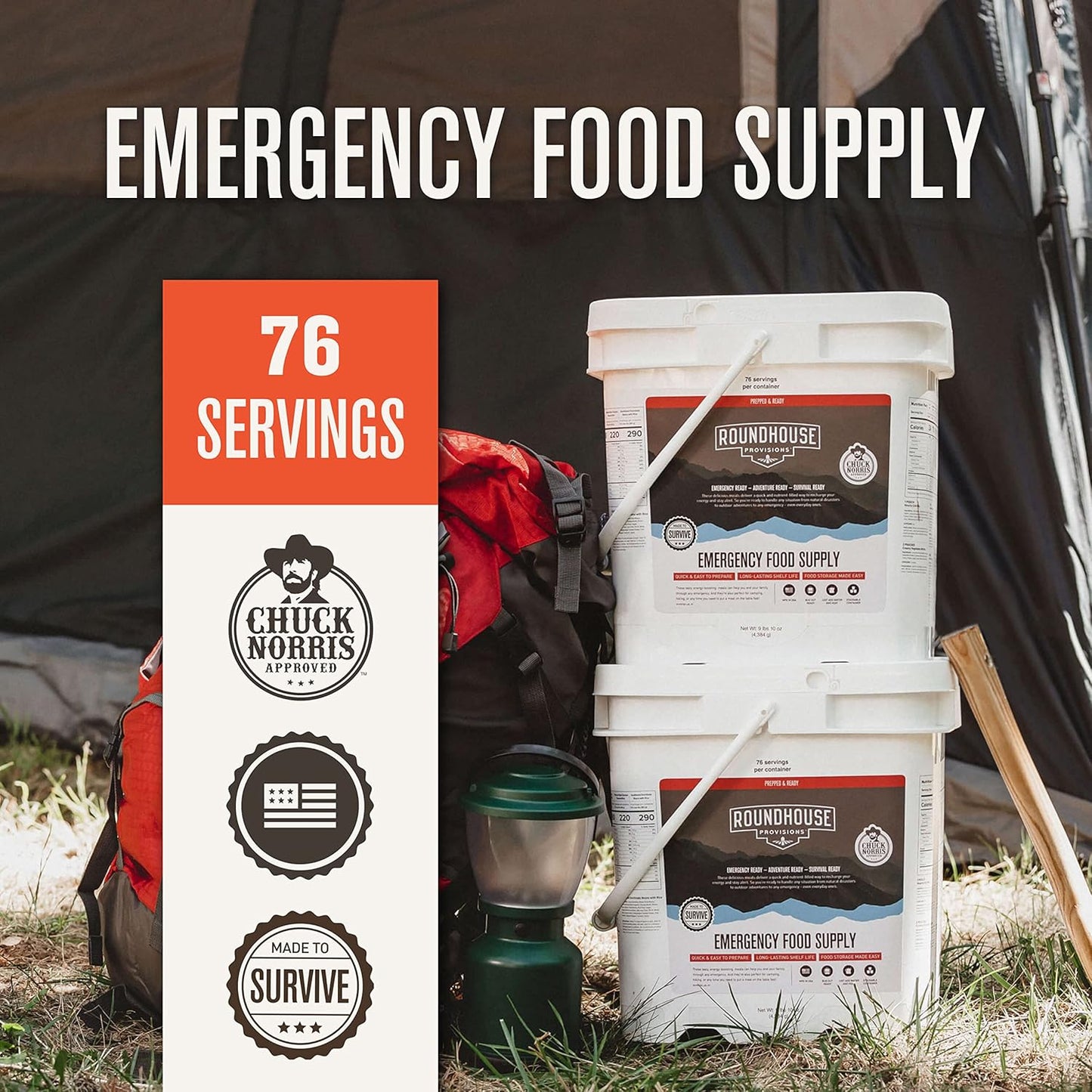Roundhouse Provisions The Chuck Bucket: 76 Servings Emergency Food Supply Bucket for Disaster Preppers and Camping