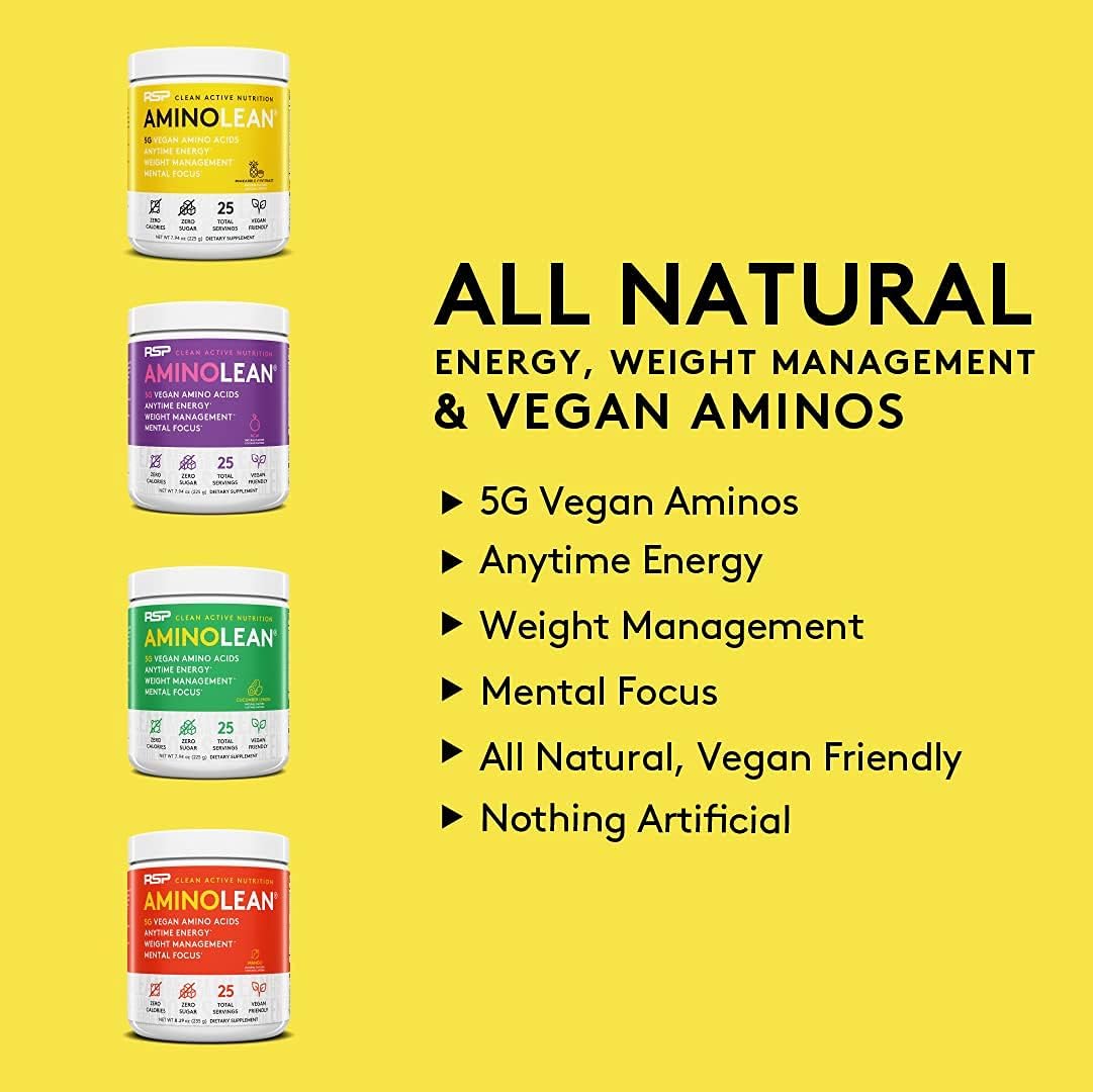 RSP NUTRITION Vegan AminoLean Pre & Post Workout Bundle - Pineapple Coconut Energy & Tropical Island Punch Recovery Boost (55 Servings)