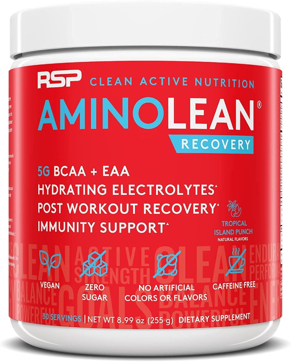 RSP NUTRITION Vegan AminoLean Pre & Post Workout Bundle - Pineapple Coconut Energy & Tropical Island Punch Recovery Boost (55 Servings)