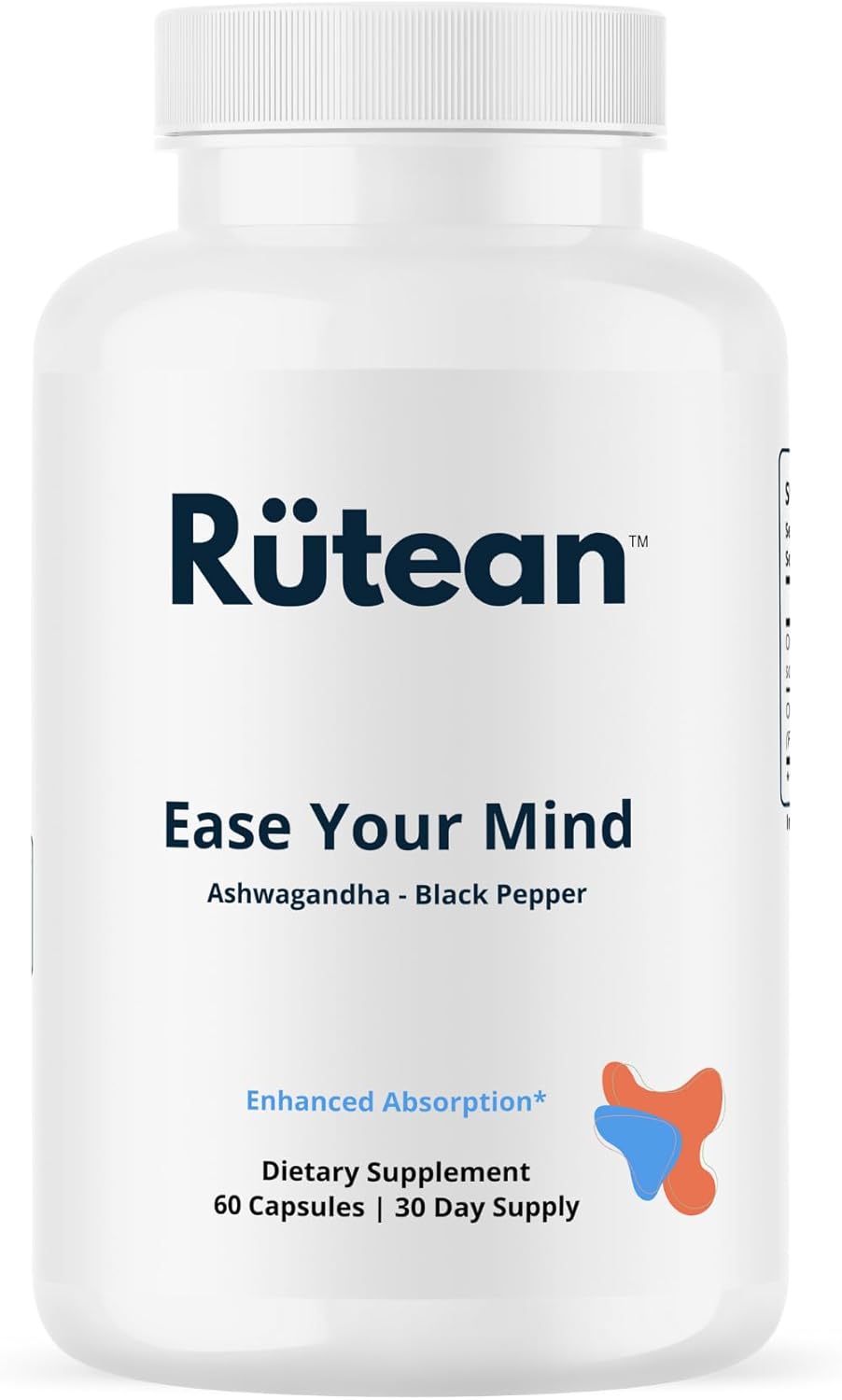 Rütean Ashwagandha Extra Strength Capsules with BioPerine - Non GMO - 60 Count
