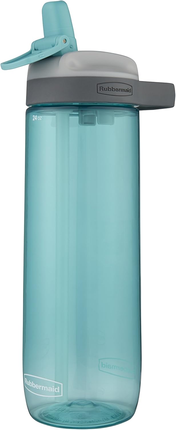 Rubbermaid 24 oz Aqua Waters Leak-Proof Sip Water Bottle for Travel and Gym